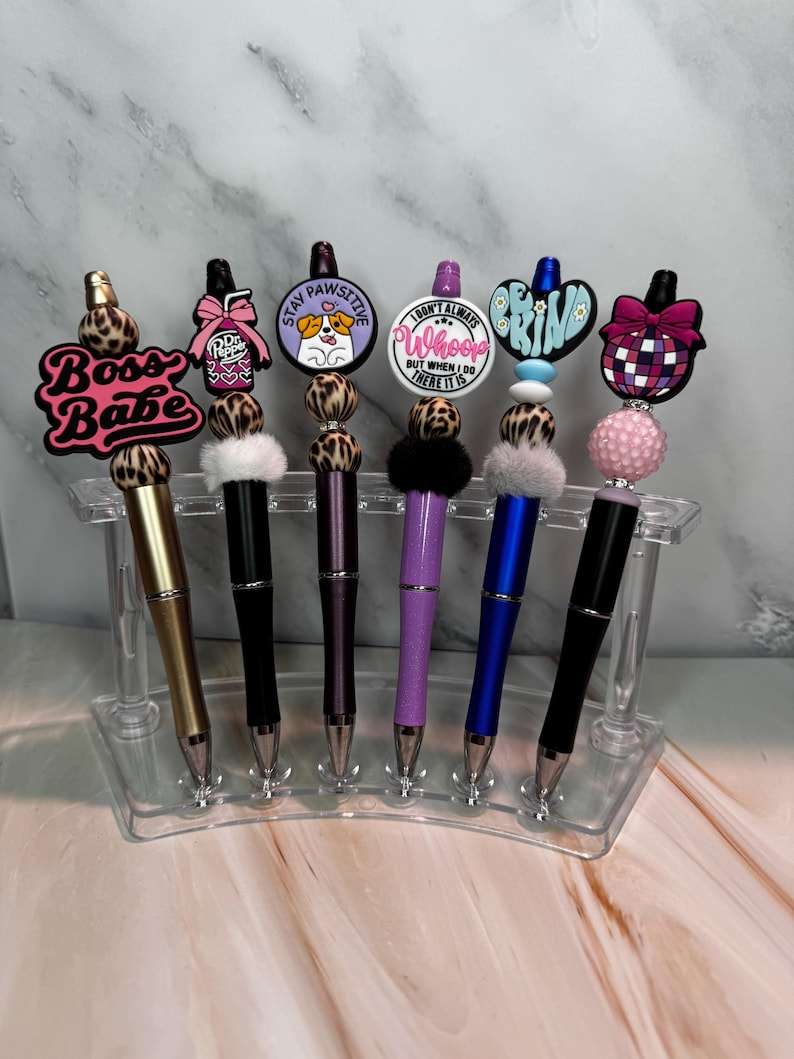 Custom half bling pen with colorful beads and rhinestones for stylish writing and gifting