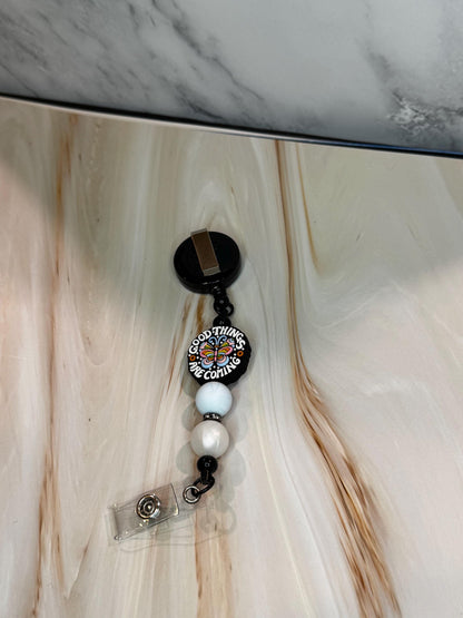 Floral, Be Kind, Paw Print, Good Things are Coming, and Be the Light Badge Reels / Retractable Reel / ID Holder