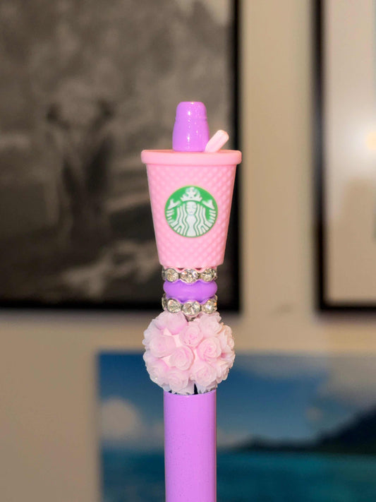 Star Bucks Inspired Pink Drink jewelry accessory decorated with colorful silicone beads