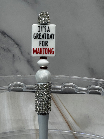 Rhinestone Beaded Mahjong Focal Pen