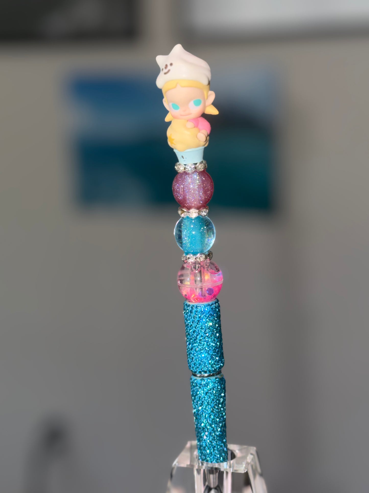 Zsiga Pop Bean Blue and Pink Rhinestone Pen