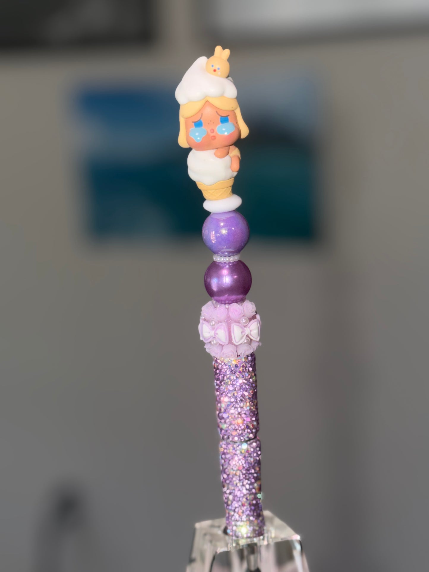 Cry Baby Pop Bean Purple Rhinestone Pen