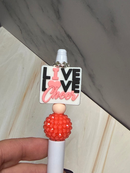 Live love cheer white barrel pen