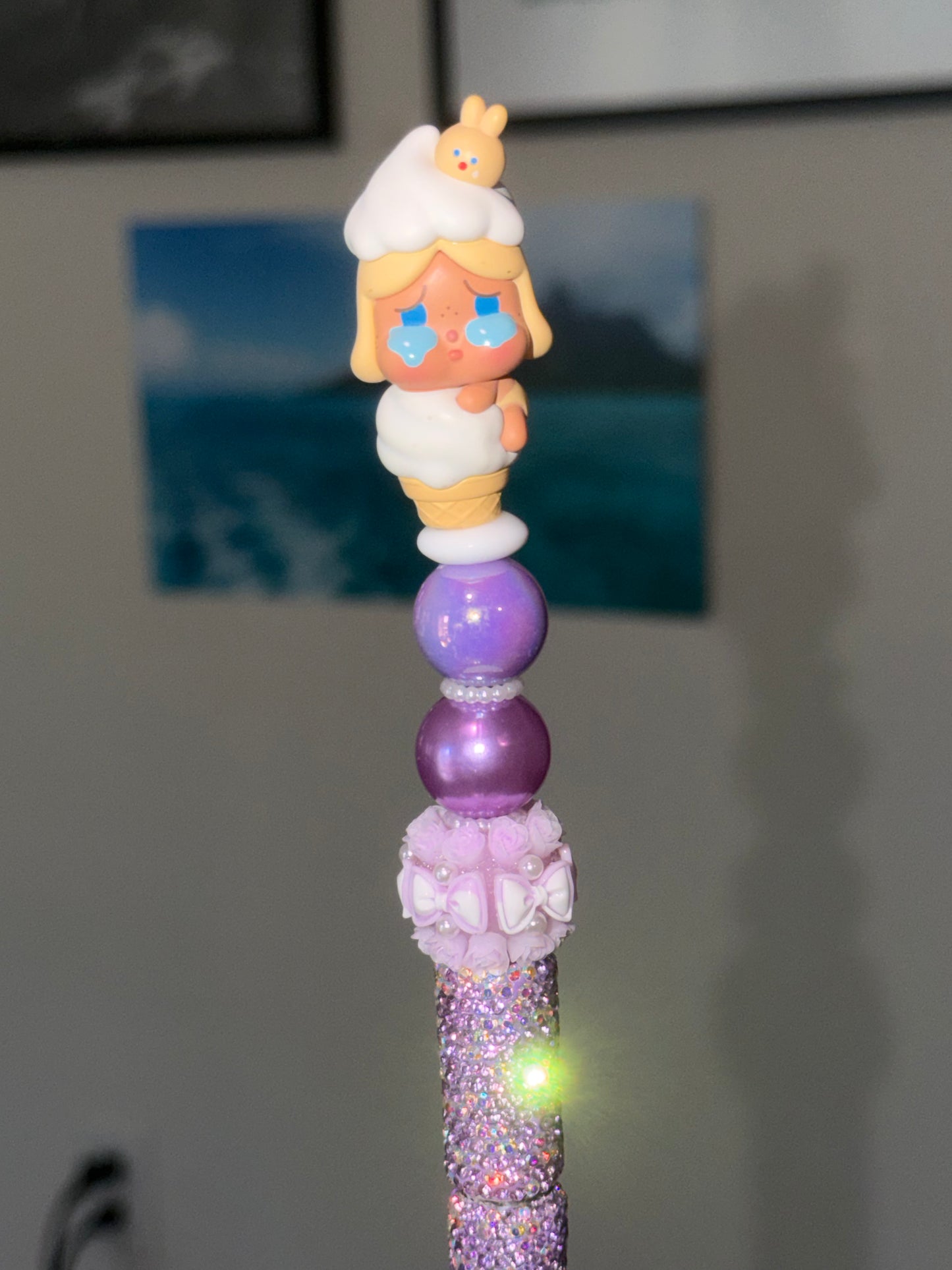 Cry Baby Pop Bean Purple Rhinestone Pen