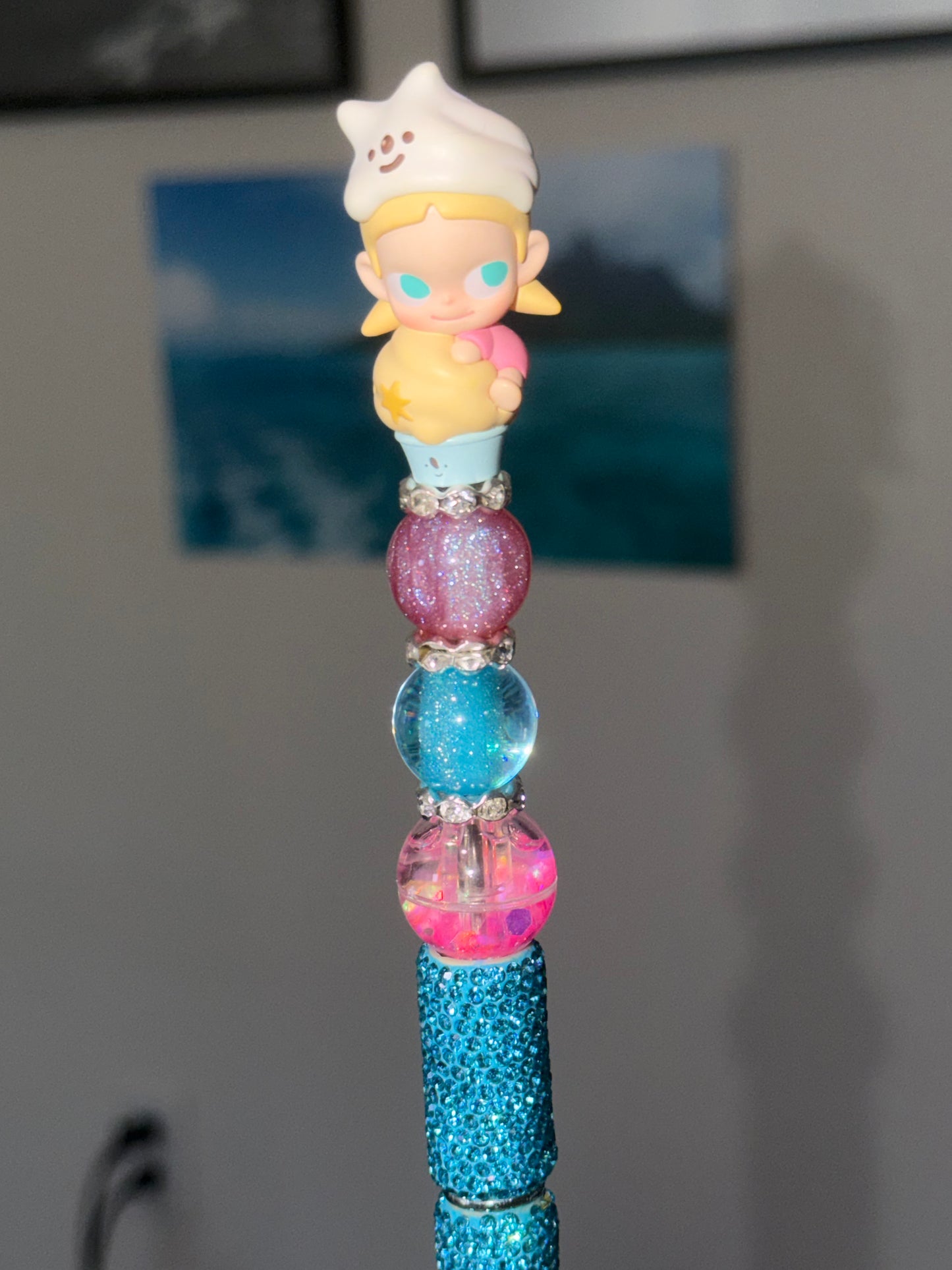 Zsiga Pop Bean Blue and Pink Rhinestone Pen