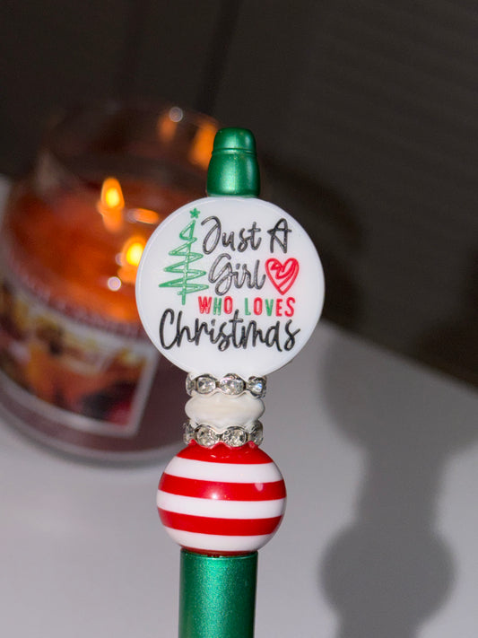 Just a Girl Who Loves Christmas Green and Red Pen