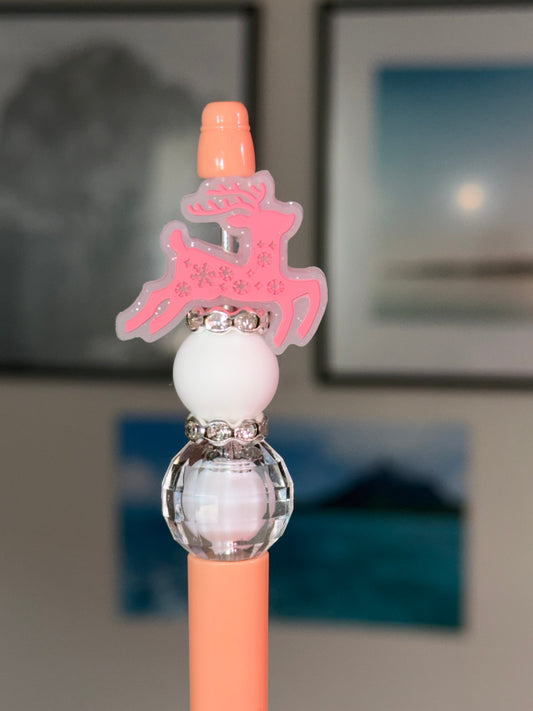 Christmas Pink Deer on a Peach Pink Pen