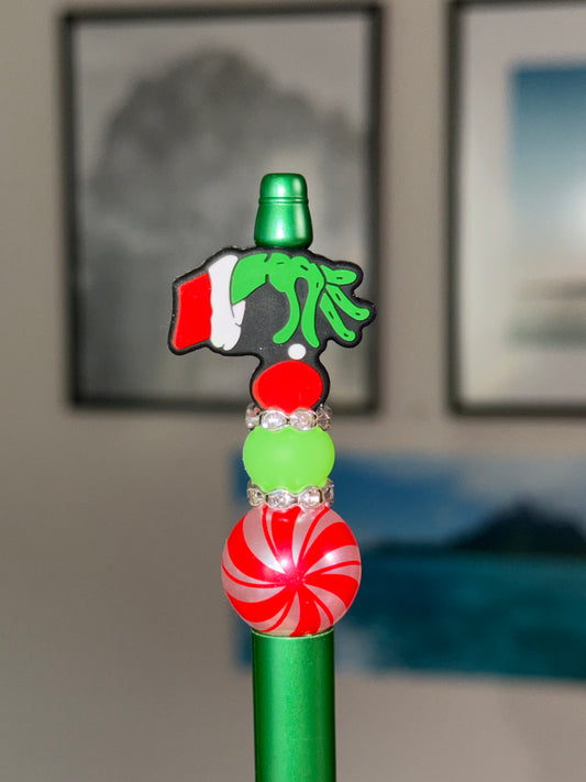Grinch Hand Green and Red Pen - Christmas and Holidays