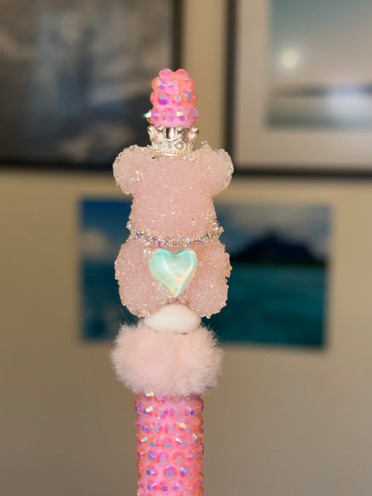 Pink Bling Bear on a Pink Rhinestone Pen