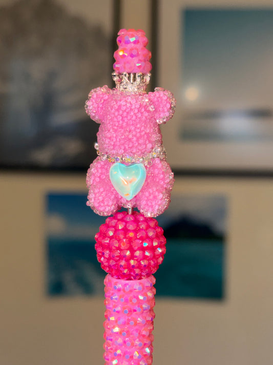 Pink Bear on a Pink Rhinestone Pen