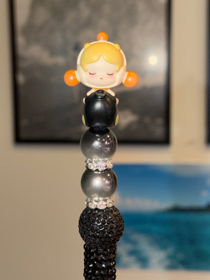 Skull Panda Authentic Pop Bean Black Rhinestone Pen