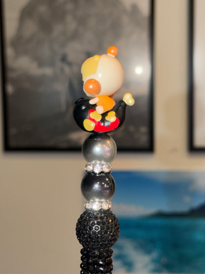 Skull Panda Authentic Pop Bean Black Rhinestone Pen