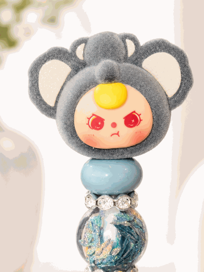 Handmade Koala Baby Three Beaded Pen with collectible koala topper and galaxy-inspired beads
