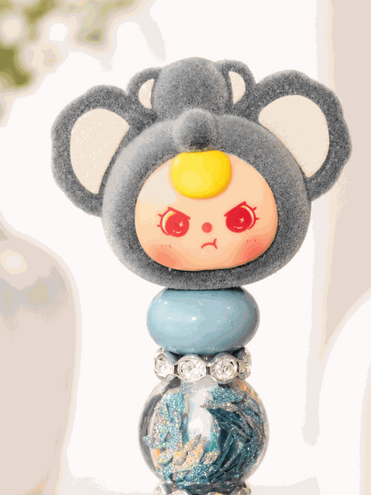 Handmade Koala Baby Three Beaded Pen with collectible koala topper and galaxy-inspired beads