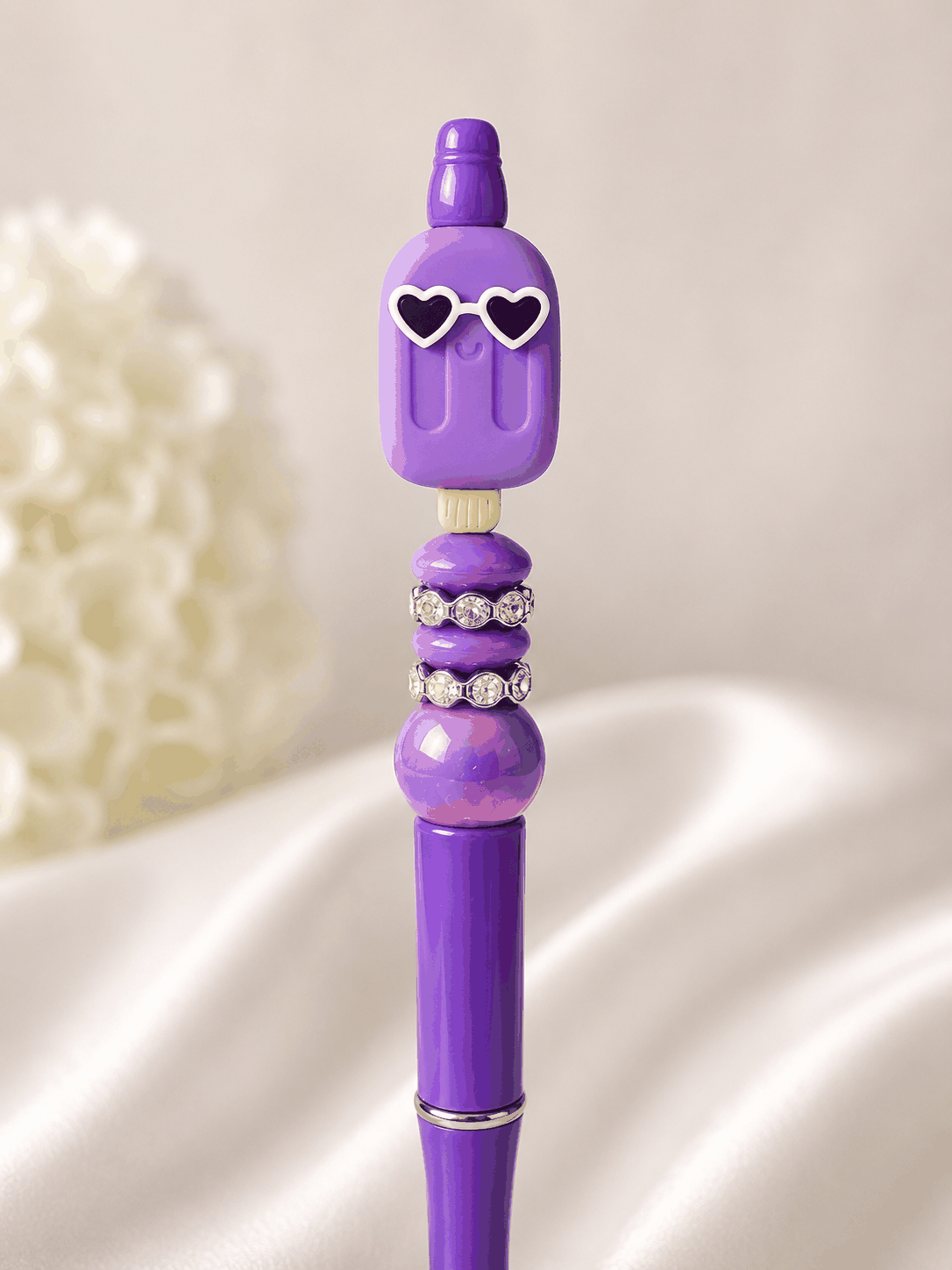Cool Popsicle Focal Bead Pen | Kawaii Summer Beaded Pen | Purple Aesthetic Pen | Cute Desk Accessory | Fun Gift for Her